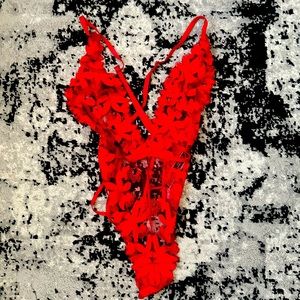 Red!! Lace teddy ! Never worn!